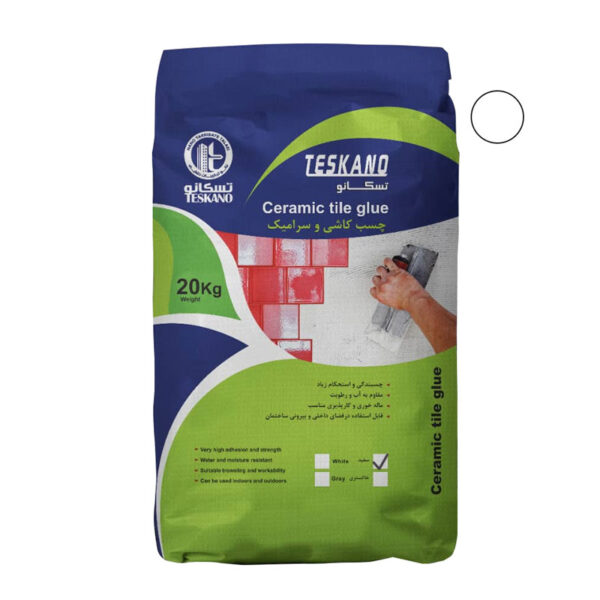 چسب کاشی پودری تسکانو الیاف دار 20 کیلو سفید